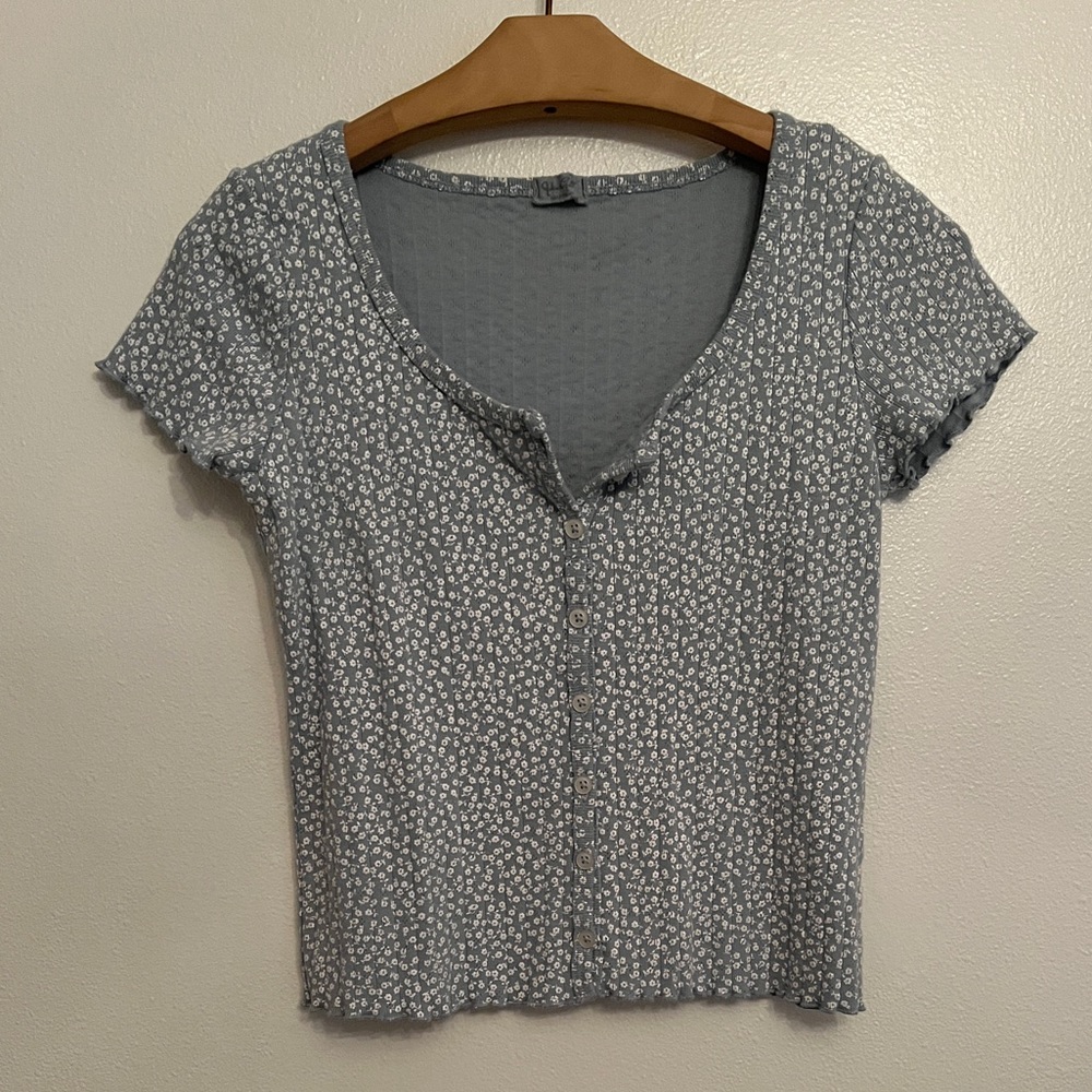 John Galt Floral Baby Tee Crop Top